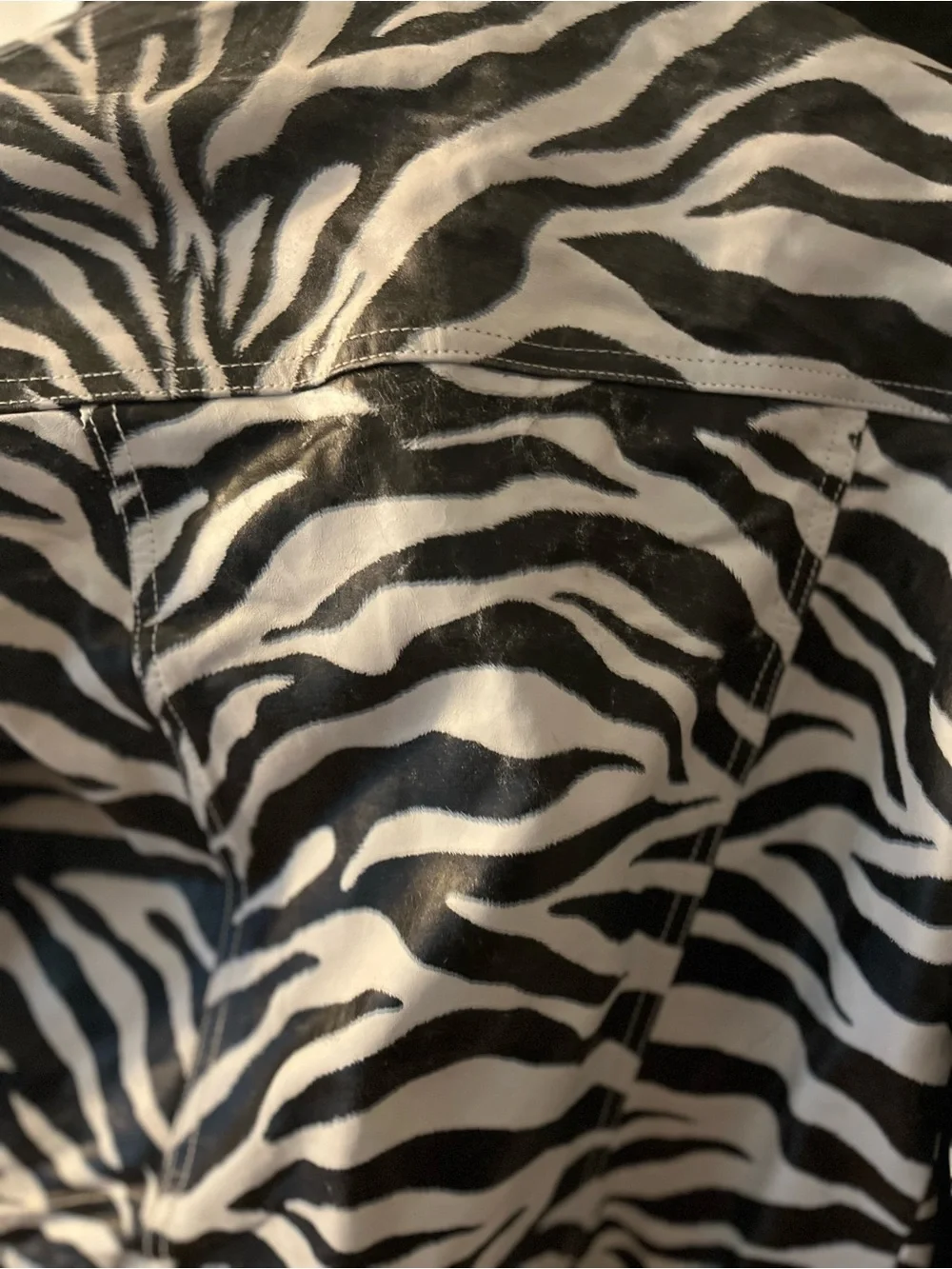 Wilson’s Leather Women’s  Black & White Zebra Print Jean Jacket